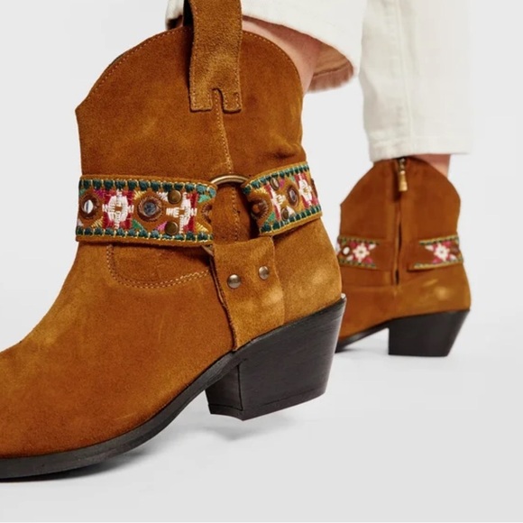 PINKO Italian Brown Suede Leather Boots Harness Detail Ankle Booties | Size 39 - Picture 14 of 14